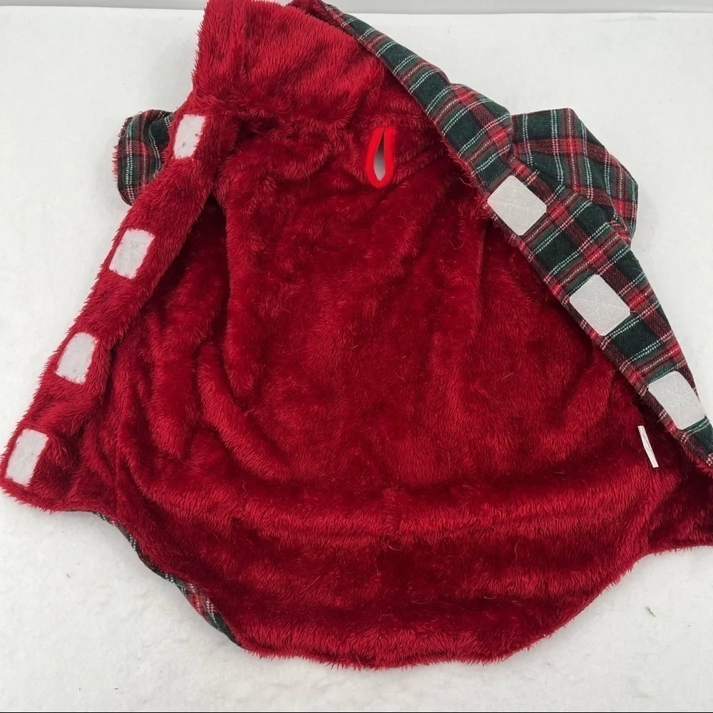 HUGGLE HOUNDS Red/Green Plaid Dog Hoodie NWT size: Large